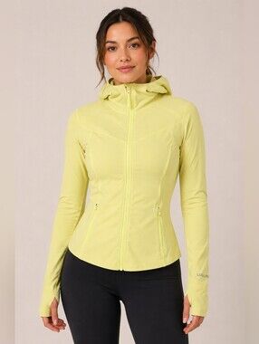 Lululemon Hooded Define Jacket Size 2 Yellow Full Zip Thumbholes Run Pocket